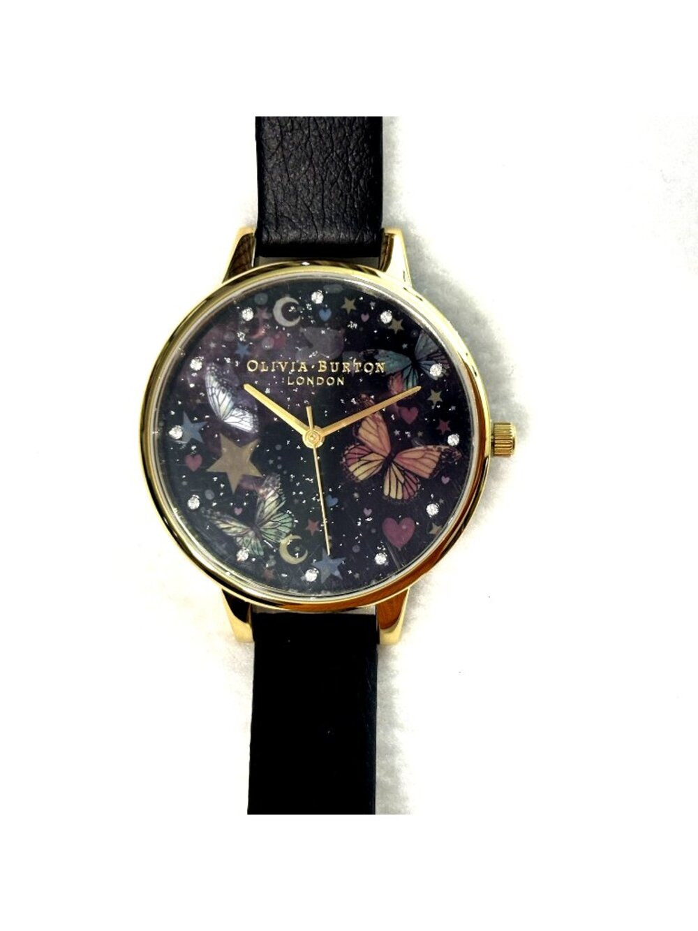 Olivia Burton Night Garden Began Black Watch Gold Black Band NWT /NIB
